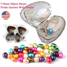50x Natural Oysters 7-8mm Vacuum Pack Real Pearl Freshwater Individually Gift