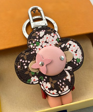 Floral Print Flower Doll Keychain Bag Charm, Pink Accent