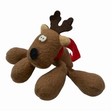 Hallmark Rodney Reindeer Plush Beanbag Stuffed Animal Christmas Red Scarf 1980s