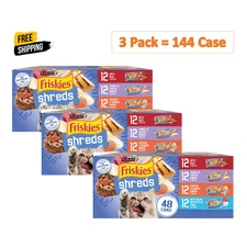 144 Cans,Friskies Shreds in Gravy Variety Pack Canned Cat Food,5.5 oz Case