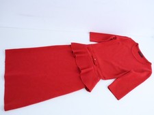 Carolina Herrera Womens Red Merino Wool Peplum Knit Dress Size S