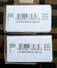 2025 P & D TEXAS Innovation Dollar Rolls - Sealed Box - Unavailable at US Mint