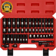 3/8" Drive Deep Impact Socket Set  6 Point  49 Piece Standard SAE and Metric
