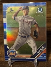 2019 Bowman Chrome Josh Wolf Blue 1st Bowman Refractor 006/150 Mets