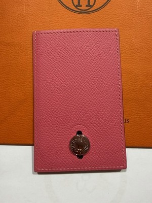 Authentic Hermes Diabolo Card Holder In Mysore goatskin lipstick pink