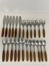 Dansk Designs Set Posate Fiordo 24 Pezzi Legno di Teak Acciaio Inox Germania MCM