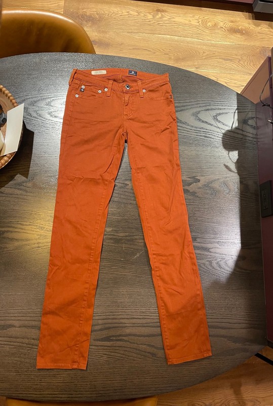 Women's Adriano Goldshmied Cigarette Jeans size 25R rust color pre owned