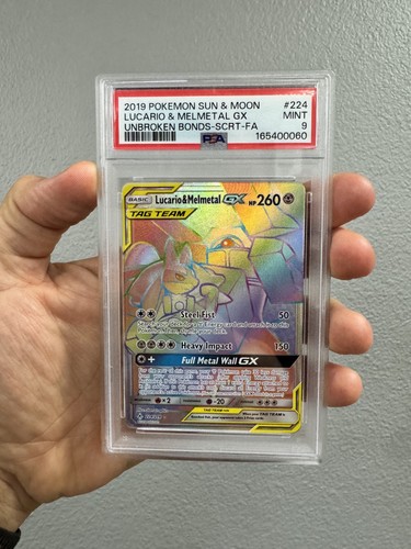 2019 Pokemon SM Unbroken Bonds Lucario Melmetal GX Tag Team Secret Fa PSA 9 #224