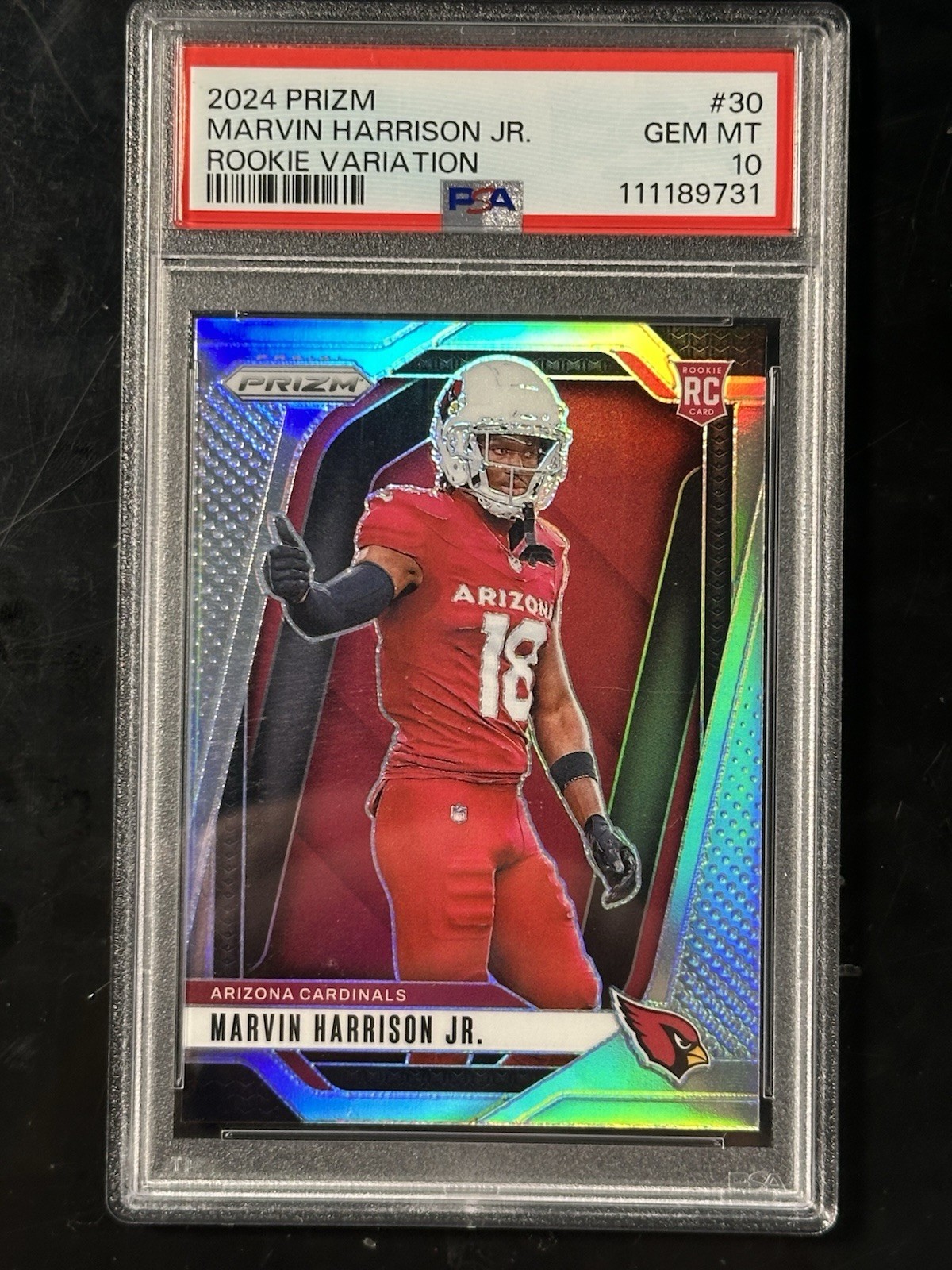 2024 Prizm Rookie Variation Silver, Marvin Harrison Jr. RC #30 PSA 10 Gem Mint
