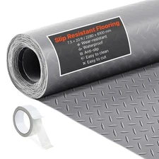 VEVOR Garage Floor Roll 7.5x20 ft PVC Diamond Mat Non-Slip Silver Gray