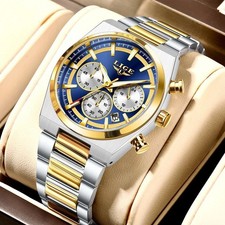 LIGE Markenuhr modische Herren Business Quarz Armbanduhr Edelstahl wasserdicht