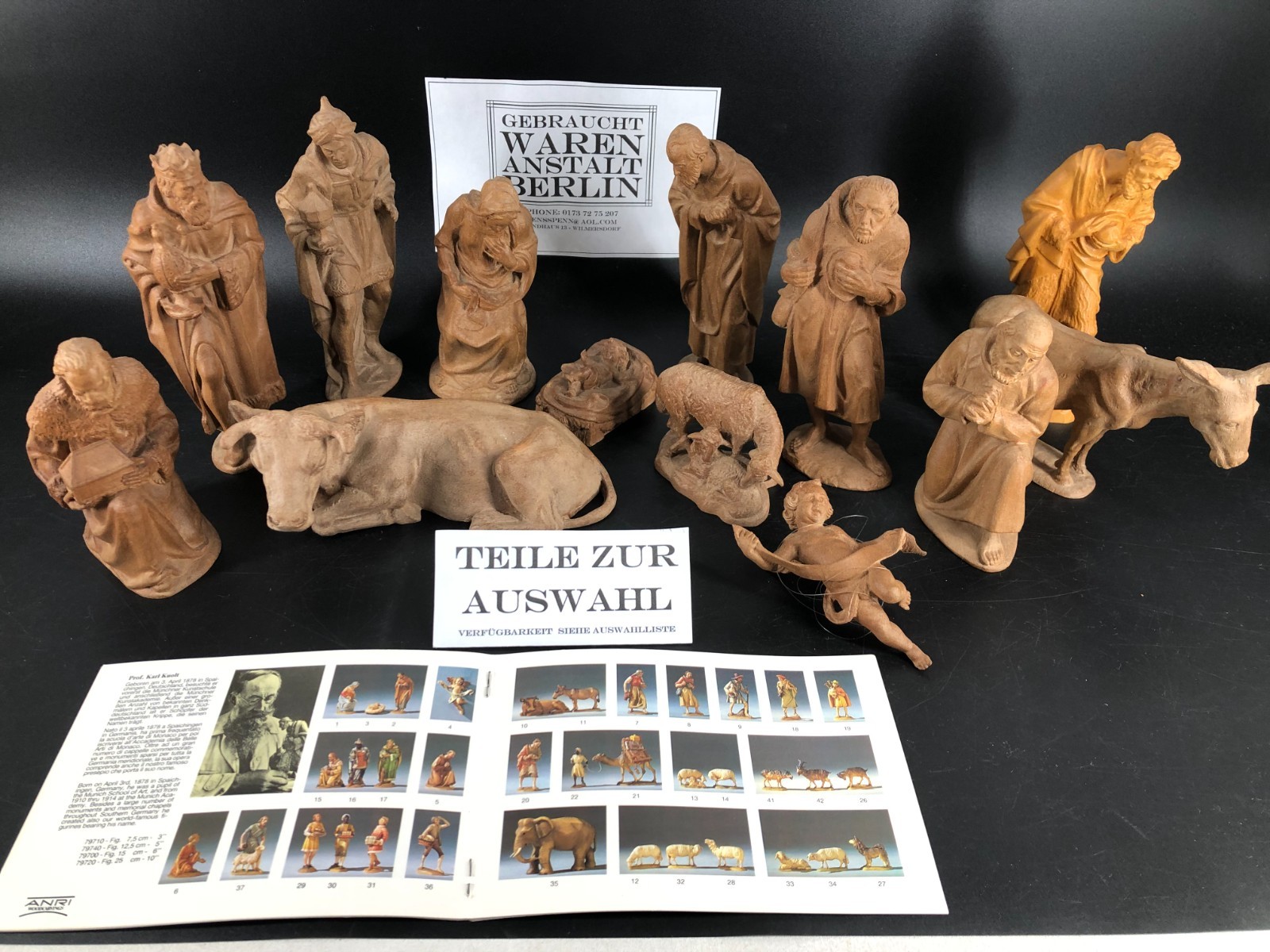 ANRI Karl Kuolt Krippe 15cm natur alte Serie➡️TEILE z AUSWAHL➡️Krippenfigur Holz
