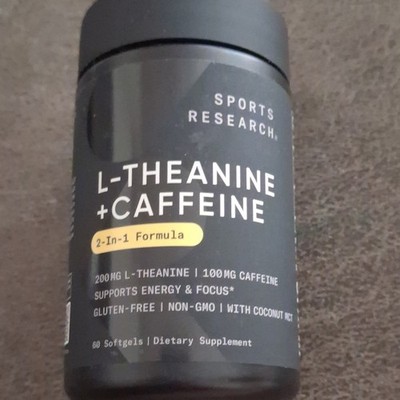 Sports Research L-Theanine 200mg+Caffeine 100mg Softgels 60 Energy Focus