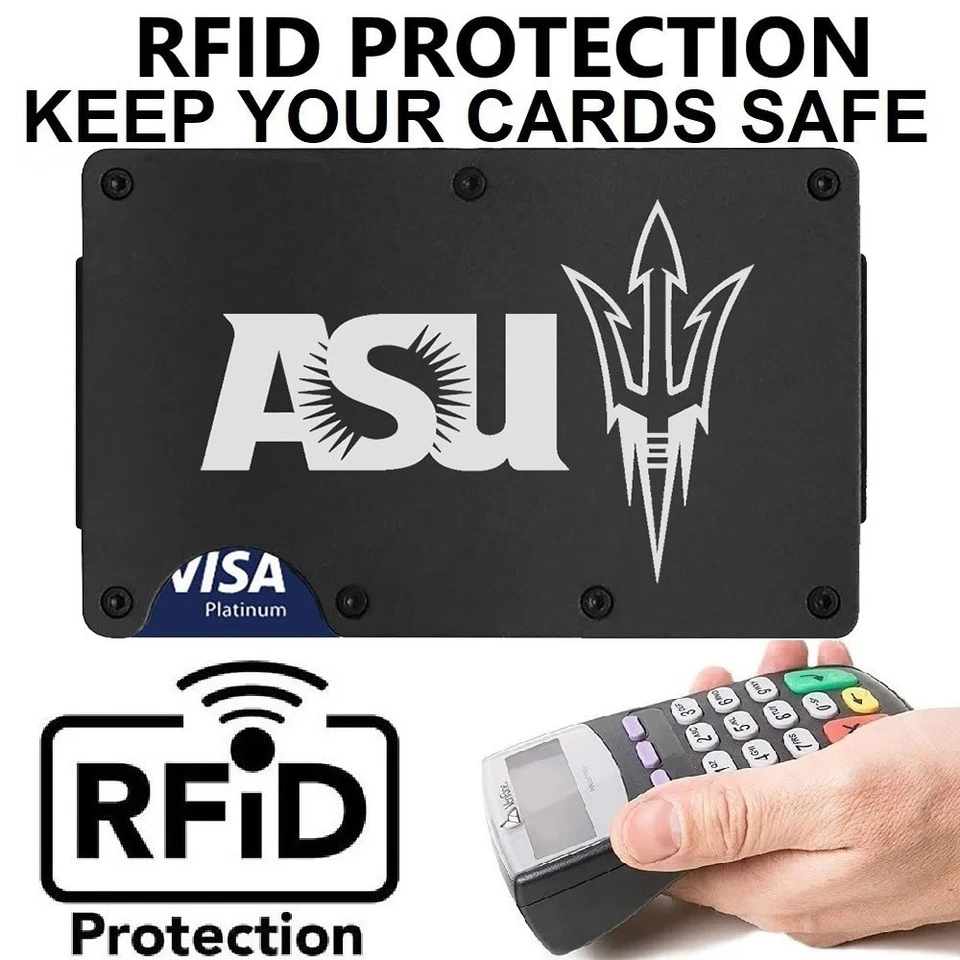Arizona State Sun Devils Engraved Titanium Black RFID Blocking Wallet D7 - Image 2 of 4