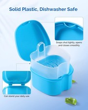Denture Retainer Case w/ Strainer Apple Shaped False Teeth Storage Box