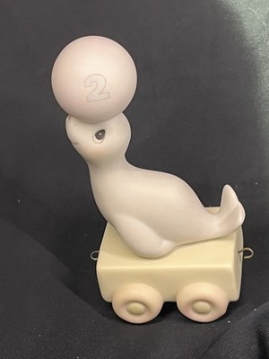 Vintage 1985 Precious Moments Birthday Train Age 2 Circus Seal Figurine Decor