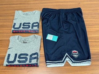 LOT NIKE USA BASKETBALL DRI FIT TEE SHIRT SHORTS HEATHER GREY NAVY BLUE RED M L