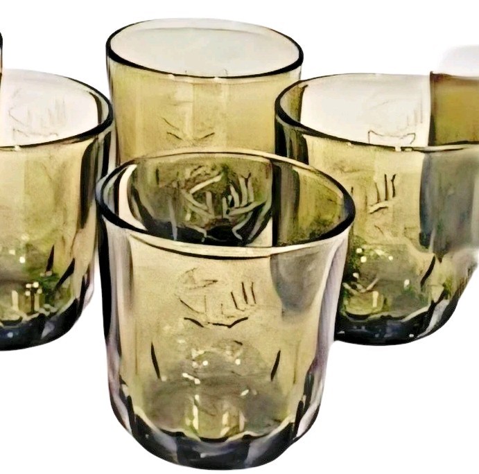 La Rochere Deer Head Tumblers Olive Green Glasses Set of 4 M