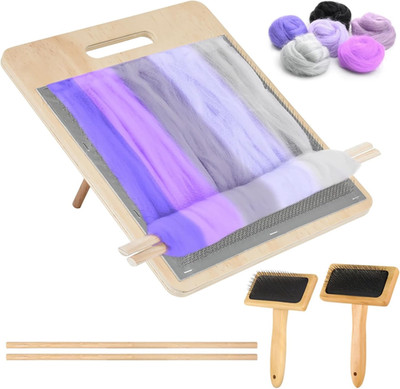5 PCS Wool Blending Board Set, Yarn Carding Board with Bent Steel Needles, 2 Siz
