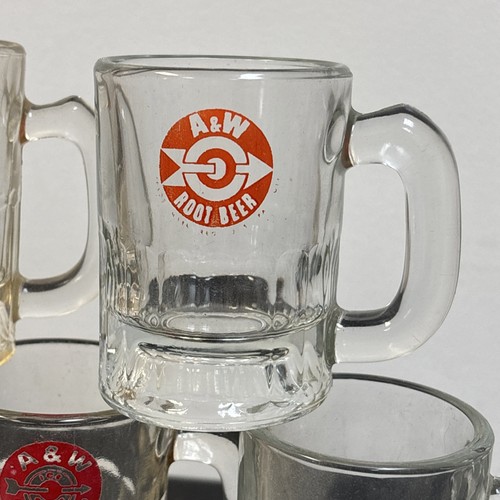 Set Of 9 Vintage 3” A&W Root Beer Glass Mugs Printed Graphics Each Different - Picture 2 of 20