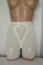 Vintage 60's Fortuna Nylon  Lace Long Leg Panty Girdle w/Garter Loops Size Med