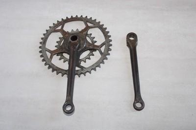 alte Fahrrad Tretlager 165mm Duprat/Rosa 42/24 Zähne 1930er Jahre (keine Peugeot Egge)