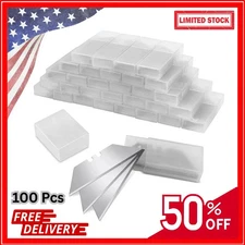 Utility Knife Blades, 100 Pcs Razor Blades, SK5 High Carbon Steel Box Cutter Bla