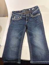 Miss Me Girls Embellished Dark Wash Capri Jeans Size 16