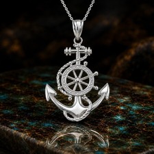 Sterling Silver Nautical Anchor Pendant Necklace