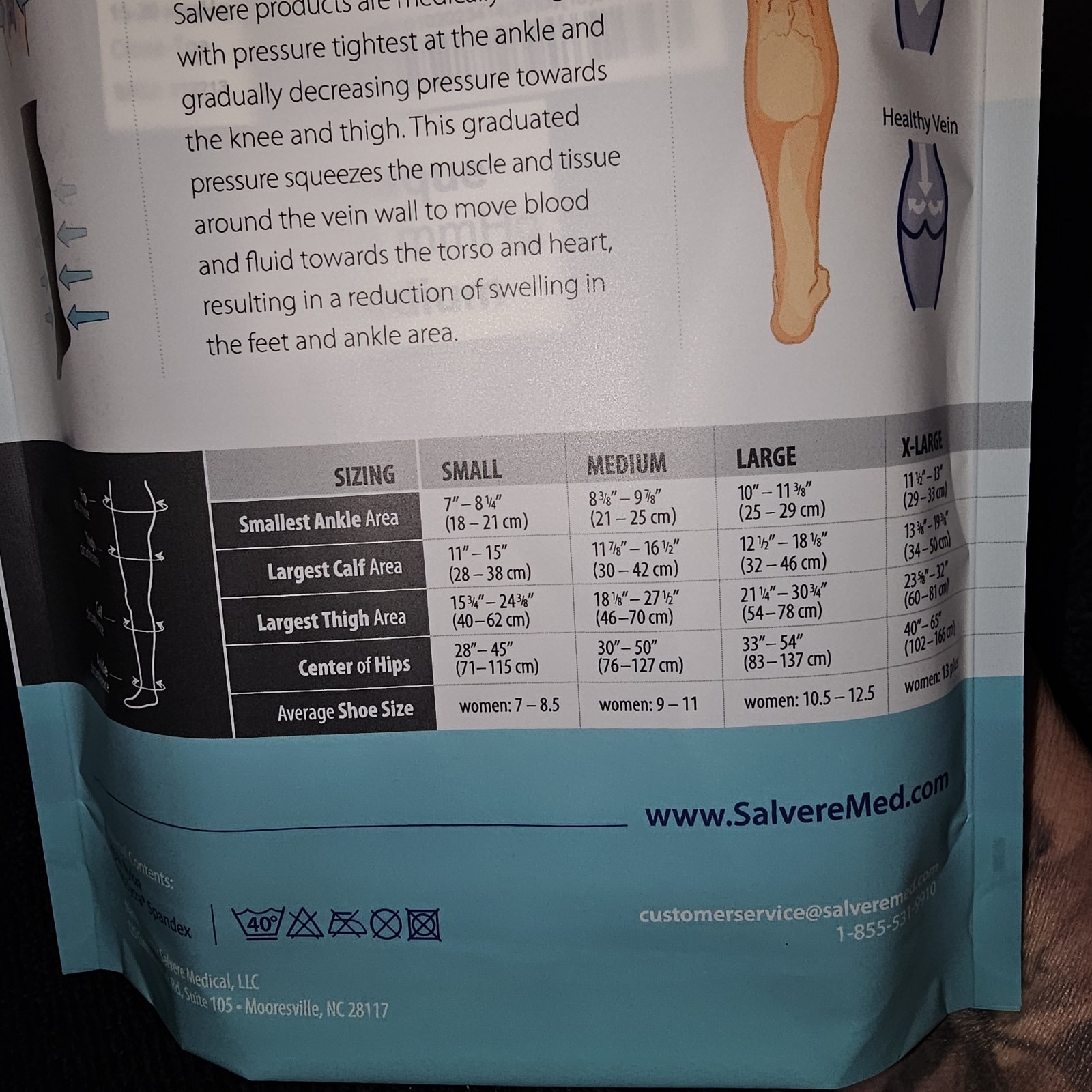 New. Salvere Medical Compression Black Opaque Womens Pantyhose/Tights. 15-20mmHg