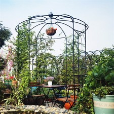 Garden Arbor Birdcage Shape Black Metal Garden Arch Arbor for Patio Outdoor