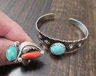 Ben Eustace Zuni Masterpiece VTG 925 Sterling Silver Turquoise Ring & Bracelet