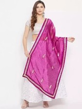Purple  Gold-Toned Embroidered Dupatta with Gotta Patti