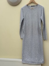 Boohoo Maternity, Light Grey, Long Sleeve, Round Neck Midi Dress Size 10