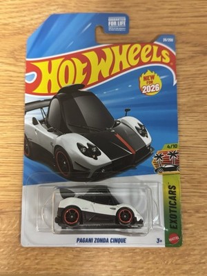 2026 HOT WHEELS PAGANI ZONDA CINQUE EXOTICARS 4/10 WHITE  TOONED  NEW FOR 2026
