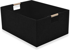 Fabric Storage Basket for Shelves, Collapsible Storage Bins with wood Handles, R
