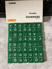 Vintage 1960s PUREMCO Marblelike Dominoes #616 – Geometric Green Set – Waco, TX 