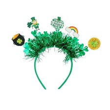 JDRGJTH St Patricks Day Headband,Clover Leaf Green Glittery Hair Accessory,St.