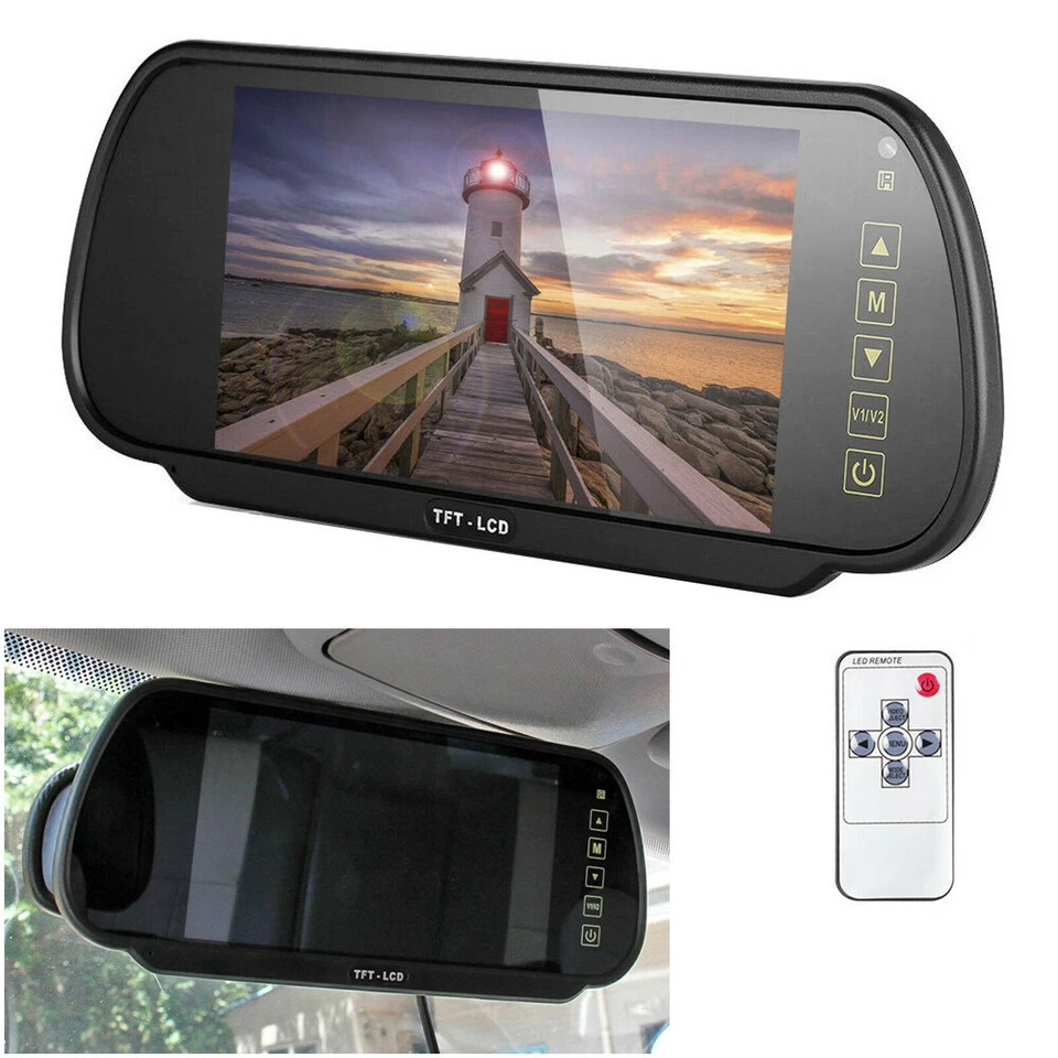 Wireless Car Backup Camera Rear View System Night Vision 7" LCD Mirror Monitor - Image 3 of 4