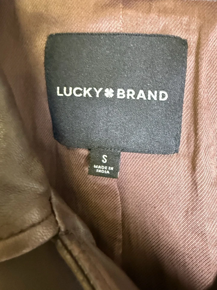 Lucky Brand Classic Leather Moto Jacket 100% Lambskin Leather dk brown sz S - Image 3 of 4