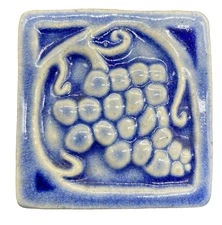 Vintage Pewabic Tile Blue Grapes Detroit