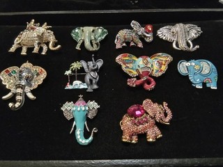 10 New Pieces Of Gorgeous Elephants Costume Jewelry Brooches Pins Jewelry Lot