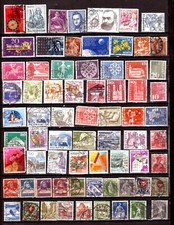 ZY854 SUISSE 70 timbres tous différents,usages courants ,sujet divers