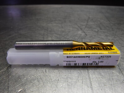 Kennametal 3.60mm Carbide Drill Coolant Thru B051A03600CPG KC7325 (LOC2083C)