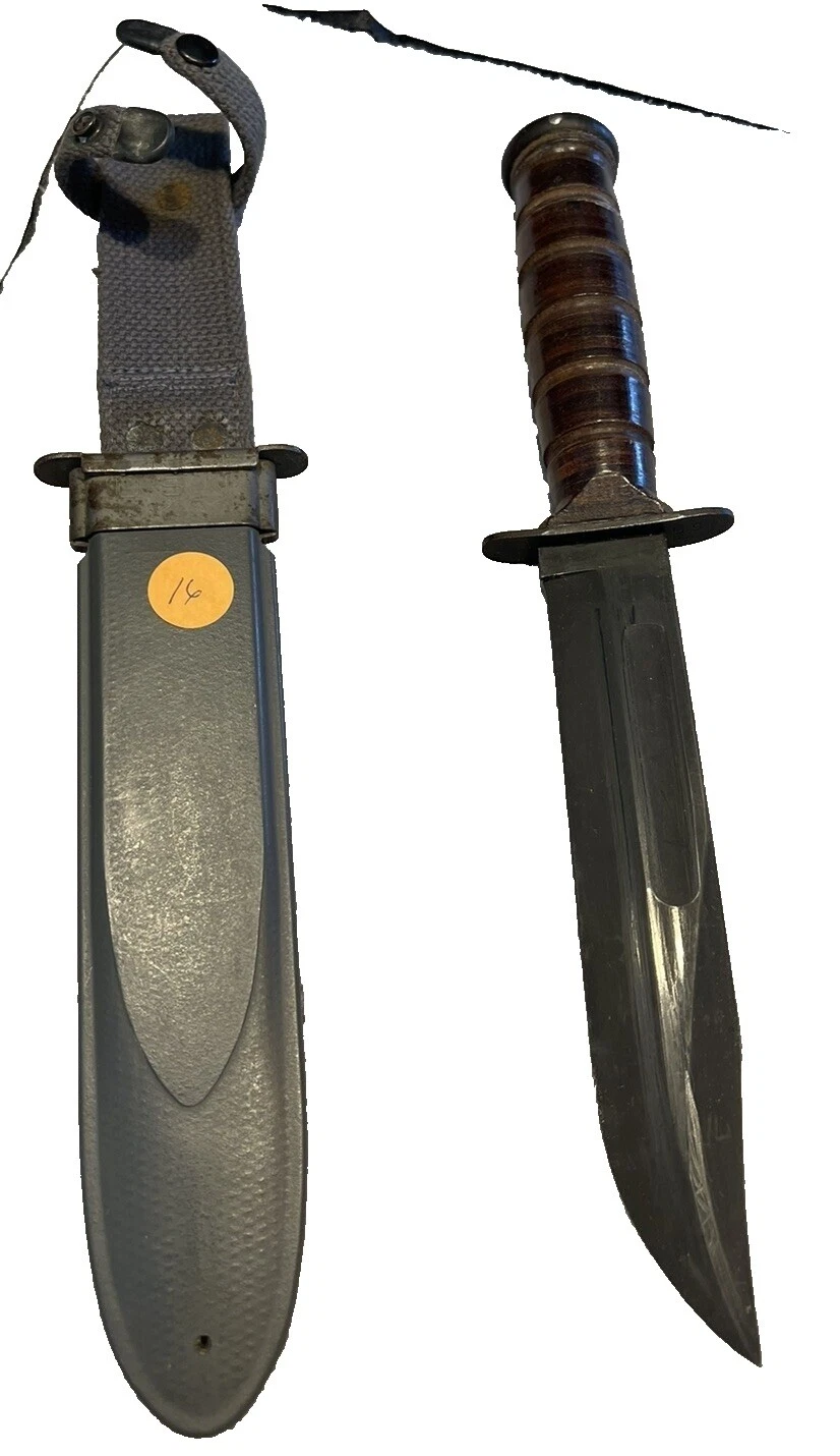 Camillus Leather Handle Combat Collectible Vintage Fixed Blade Knives