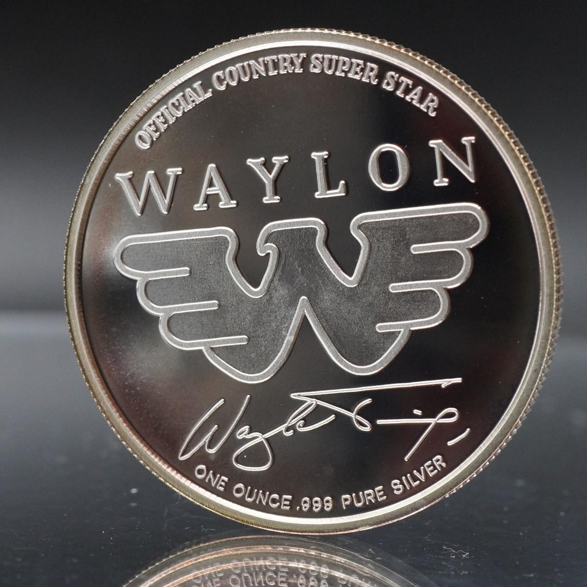 WAYLON JENNINGS #1723 TONED Country Super Star 1oz 999 FINE Silver