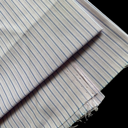 Fabric EGYPTIAN COTTON Pink w/ Blue Pinstripe Luxurious 2.5 yd x 36" W Estate - Picture 4 of 10