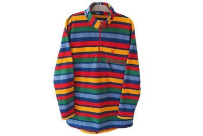 Vintage JACK WOLFSKIN Fleece Sweater 1/4 Zip Size XL outdoor striped pattern