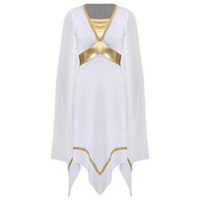 DE Damen Römerin Tunika Kleid mit Chiffon Umhang Griechische Göttin Kostüm