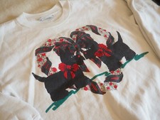 VTG 90s Christmas Xmas Sweater Scottie Dog Terrier Black Gray Womens Large L EUC